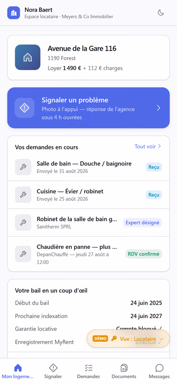 Espace locataire sur mobile : signaler un problème, demandes en cours