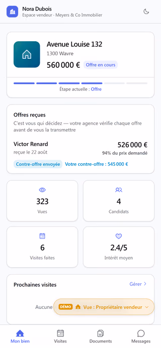 Pour le propriétaire : écran réel de KeyZ sur mobile